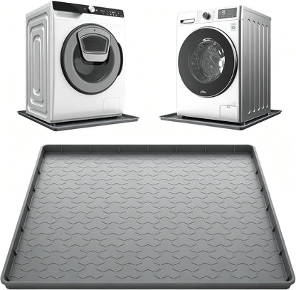 Silicone Washing Machine Drain Pan, 32"x 30" Raised Edge Drip Tray | Thickened silicone; Anti-slip & anti-vibration; Soft & foldable; Protect floors & laundry rooms; Fits most washer or dryer