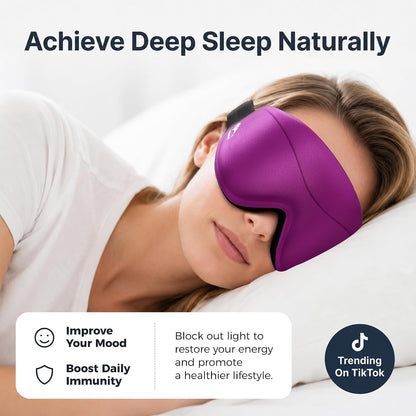 Sleep Mask for Women Men: 100% Blackout 3D Eye Mask for Sleeping, Sleeping Mask for Side Sleepers, Zero Pressure Memory Foam Eyelash Friendly Breathable Eye Cover, Airplane Travel Essentials-Pink