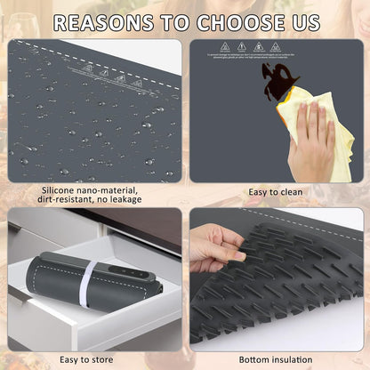 Warming Mat for Food,36"x16" Large Food Warmer Mats for Countertop (Gray)