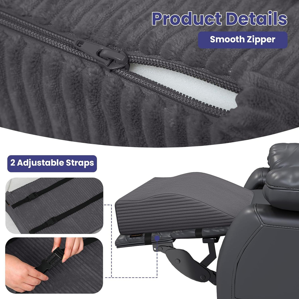 idee-home Recliner Leg Rest Cushion, Recliner Footrest Extender Pillow