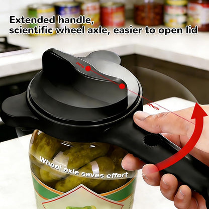 4-in-1 Heavy Duty Jar Opener for Seniors and Weak Hands – Ergonomic Manual Bottle Opener for Small to Large Lids – Multifunction Kitchen Tool for Arthritic Hands, Beer, Sauces & Canned Goods