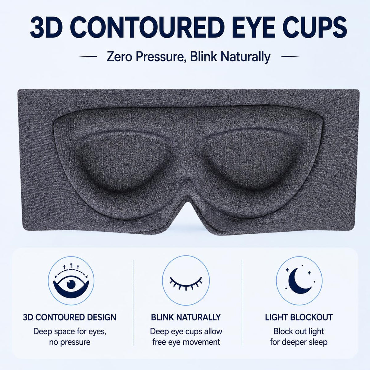 ALASKA BEAR Memory Foam Sleep Mask, Contoured Eye Cups for Women Men, Blue