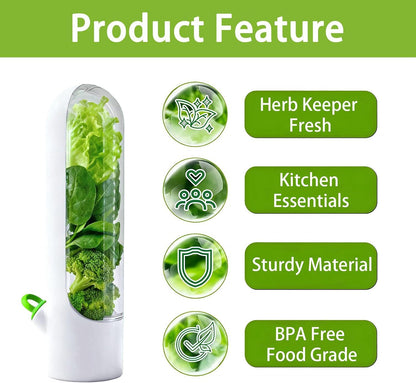 3 Pack Herb Saver for Fridge Cilantro Basil Storage Container | Fresh Herb Keeper with Removable Silicone Drain Plug，Vegetable Preservation Mint Extend Freshness Up to 2-3 Weeks