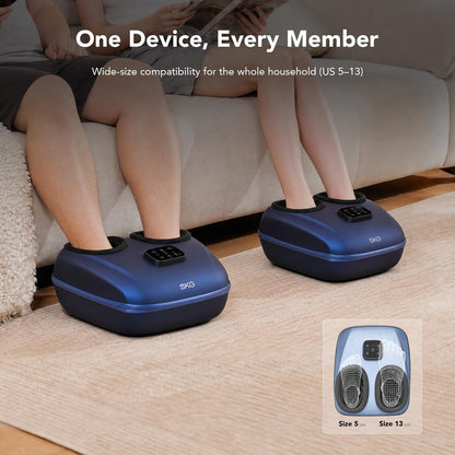 SKG YS100 Shiatsu Foot Massager with Heat for Plantar Fasciitis | Feet Massager with 3 Air Compression Modes, Size 5-13, Fits up to Size 13, Men Women Dad Gifts