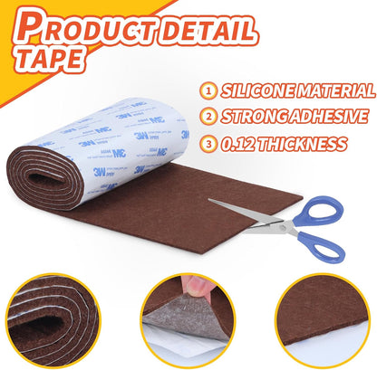 Felt Furniture Pads, 40 x 5 x 0.12 Inch Felt Strips | Non Slip Self Adhesive Cuttable Heavy Duty Felt Tape for Protecting Hardwood Floors Chair Wall Protector, Black