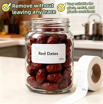 500 Food Storage Stickers Refrigerator Freezer Paper Label Removable Blank Food Labels, Water/Oil/Tear Resistant with Perforation Line for Freezer Food Containers Jars Pantry