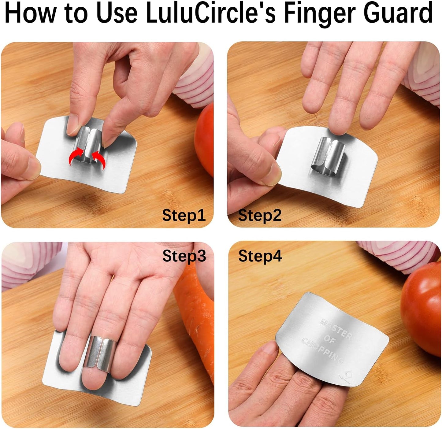 Finger Guards for Cutting, Stainless Steel 304 Finger Guard for Cutting Food, Finger Protectors, Finger Protector, Avoid Hurting when Slicing and Dicing, Black 2 Pieces