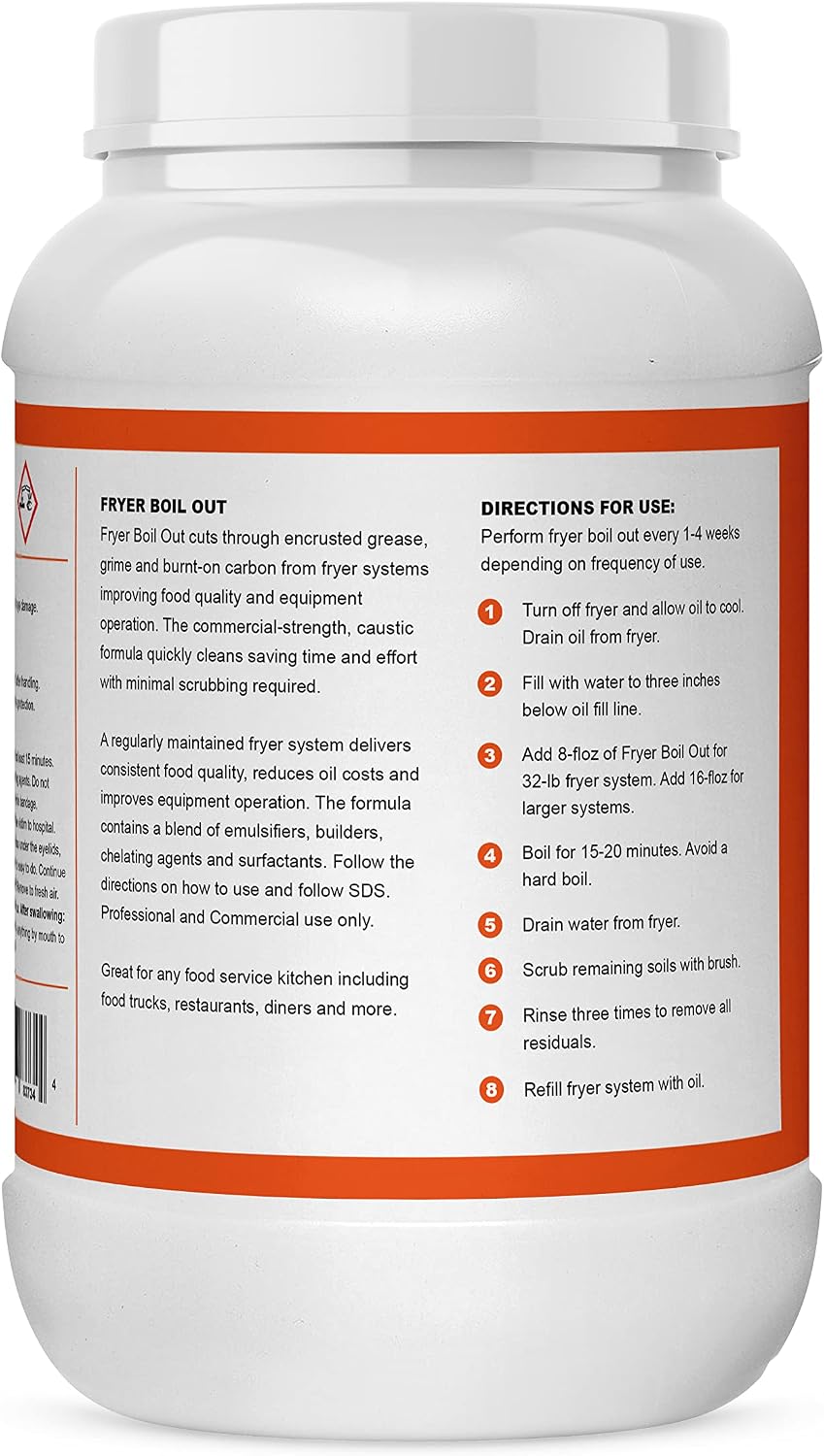 Fryer Cleaner - 8-lbs - Fryer Boil Out - Contains 21 Cleanings - Concentrated Powder - Commercial Strength - Removes Burnt On Organics - Deep Fryer Cleaner