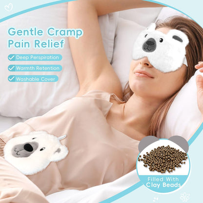 my novel things Microwave Heating Pad with Heated Eye Mask Compress Moist for Relieve Fatigue Period Cramps Uscented Microwavable Heating Pad Cute Bear for Women Birthday Christmas Gifts