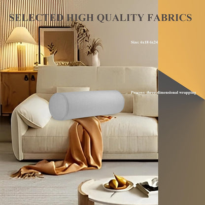 Tinbolunce Neck Roll Pillowcases with Zipper - Full Moon Bolster/Round Cylinder Pillow Case Cover for Bedroom, Living Room, Sofa - Solid Color Cervical Throw Pillow Covers