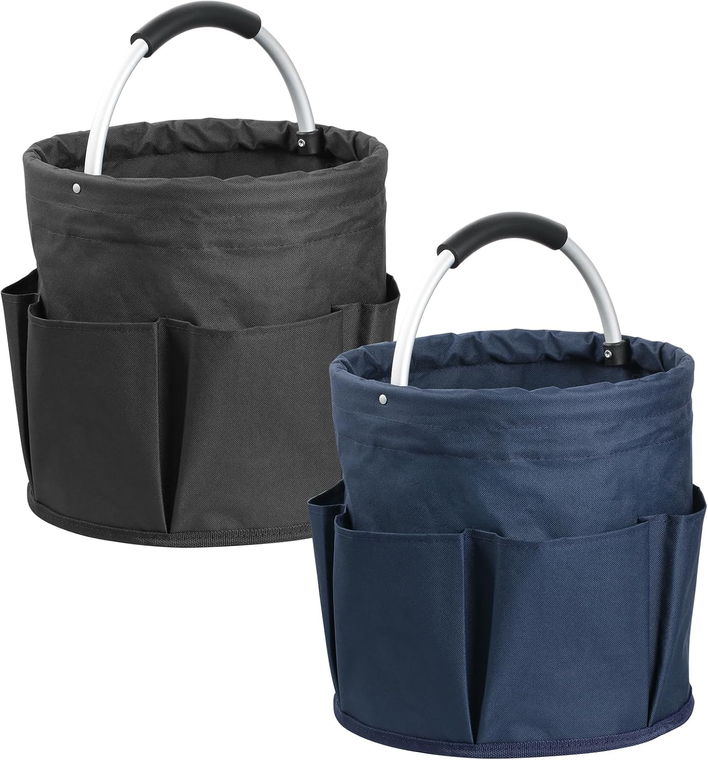 17L Cleaning Caddy with Handle and 6 Pockets, Foldable Cleaning Supply Caddy, Portable Shower Caddy in 600D Oxford Fabric, Multifunctional Storage Basket for Camping, Gardening, Black