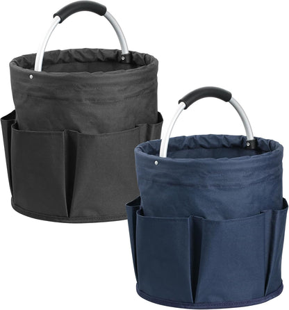 17L Cleaning Caddy with Handle and 6 Pockets, Foldable Cleaning Supply Caddy, Portable Shower Caddy in 600D Oxford Fabric, Multifunctional Storage Basket for Camping, Gardening, Black