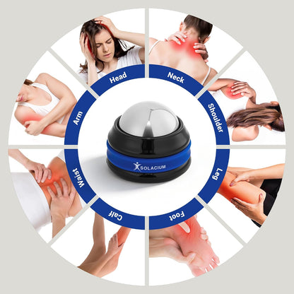 Solacium CryoSphere Mini - Stainless Steel Cold Massage Roller Ball - Handheld Massage Tool for Sore Muscles, Shoulders, Arms, Neck, Back, and Feet