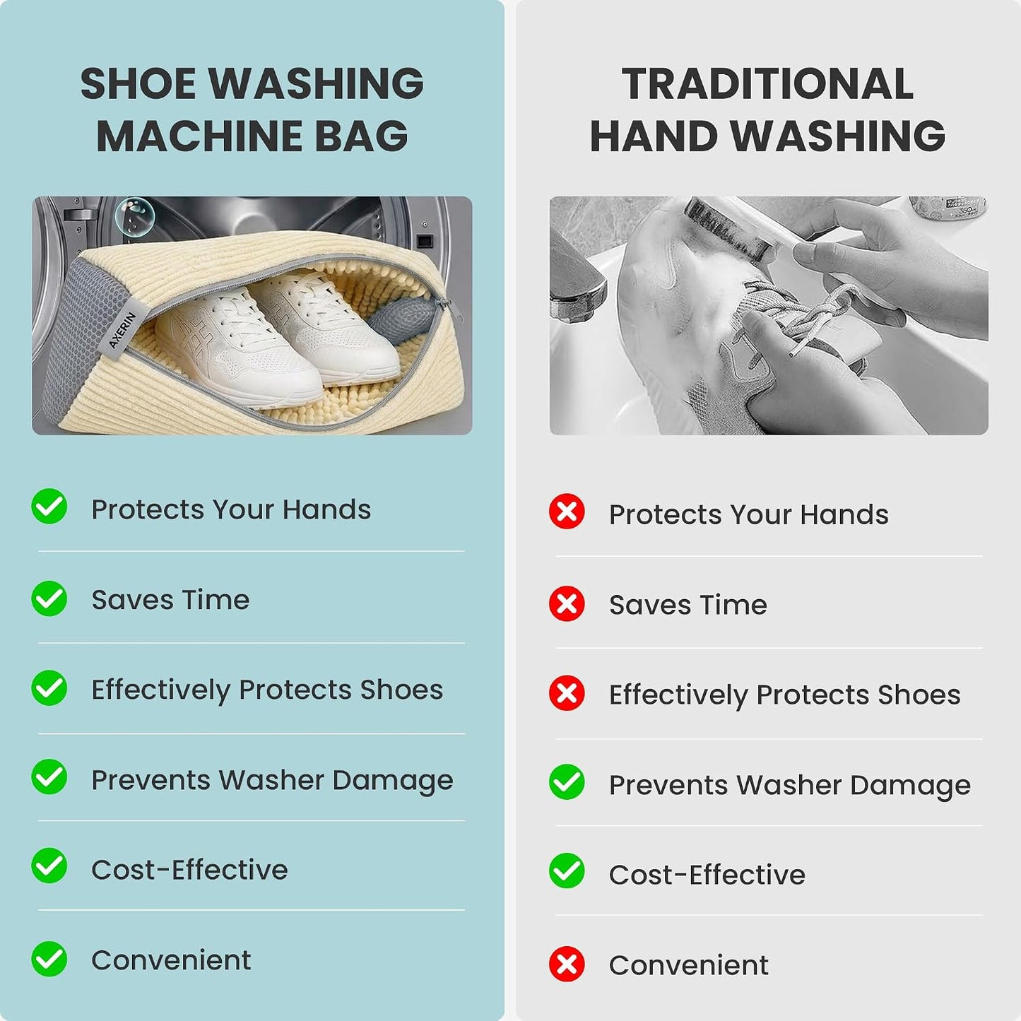 Shoe Washing Machine Bag for Washer and Dryer – 2pc Reusable Shoe Cleaning Bag for Sneakers & Tennis Shoes