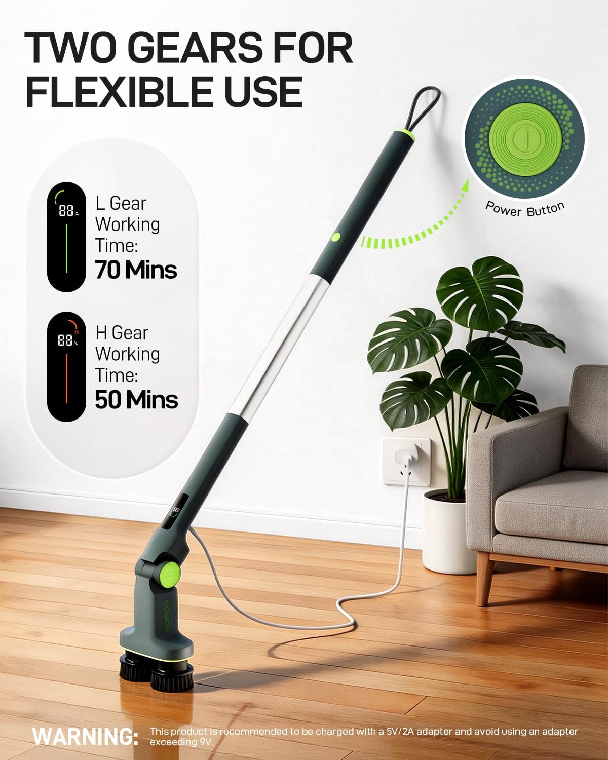 Electric Spin Scrubber Cordless Cleaning Brush | Adjustable Handle and Powerful Motor for Deep Cleaning Bathroom, Tile, Shower, Kitchen and Home Surfaces.