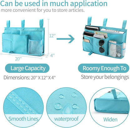 Bseash Bunk Bed Organizer, Bedside Caddy Hanging Bed Organizer Storage Bag 8 Pockets, for College Dorm Rooms Bed, Hospital Bed, Baby Bed Rails, 600D Oxford Cloth