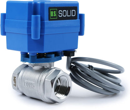 U.S. Solid Water Leak Detector with Auto Shutoff Valve, Sound Alarm, 3/4" Motorized Brass Ball Valve & 3 Sensors, Home Flood Prevention & Water Damage Defense for Basement, Laundry, Water Heater