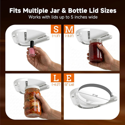 Upgraded Under Cabinet Jar Opener: One-Hand Jar & Can Opener for Stubborn Lids, Easier Grip for Tight Lids, Stainless Steel Teeth