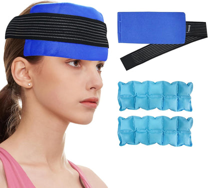 Reusable Ice Packs for Injuries (2-Pack) - Hot & Cold Therapy Gel Pack Wrap for Knee, Shoulder, Back Pain Relief, Adjustable, Flexible for Sports Injuries & Recovery (Blue)