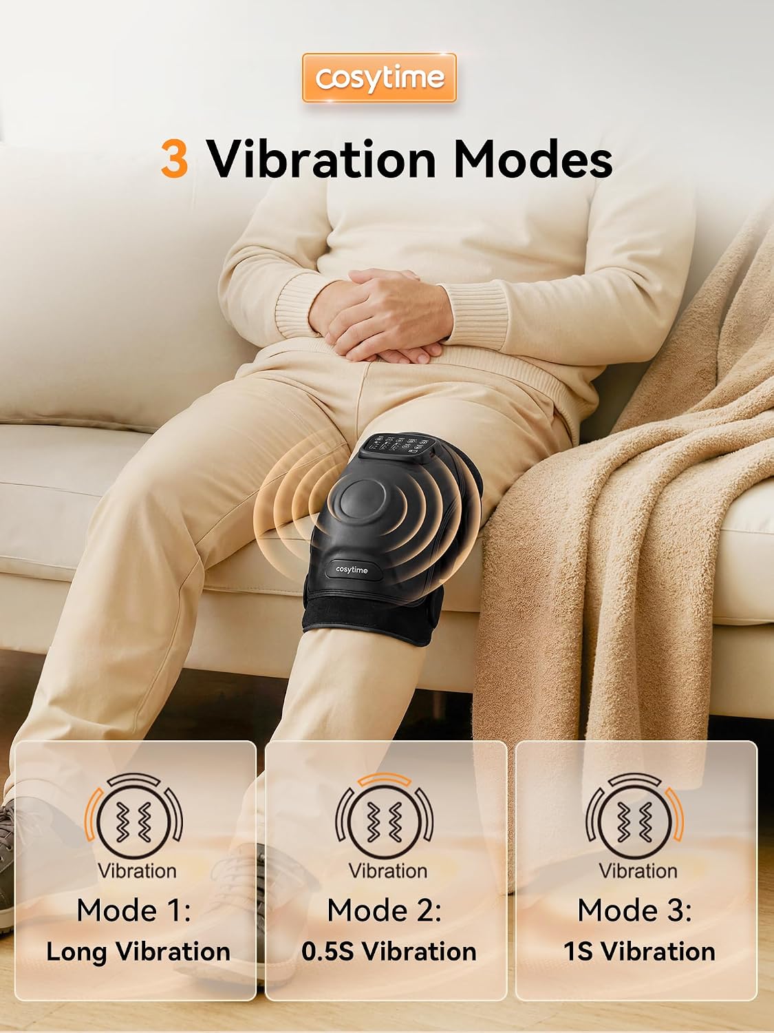 4-in-1 Cordless Knee Massager with 14-Airbag Compression, 3 Vibration Modes, 4 Heat Levels, and Red Light Therapy, 5000mAh Large Battery for Joint Comfort