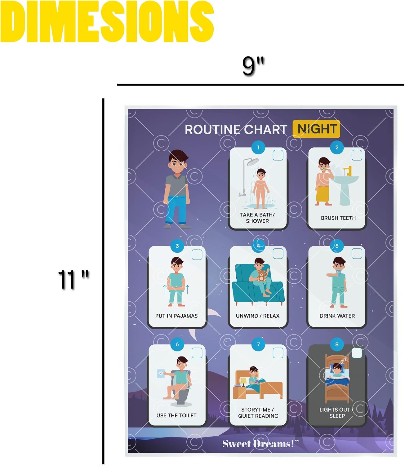 Morning Routine Chart for Kids – Step-by-Step Visual Schedule (9x12 Laminated) | Self-Care Educational Chart for Children, Special Needs & Autism – Morning Routine Support – English