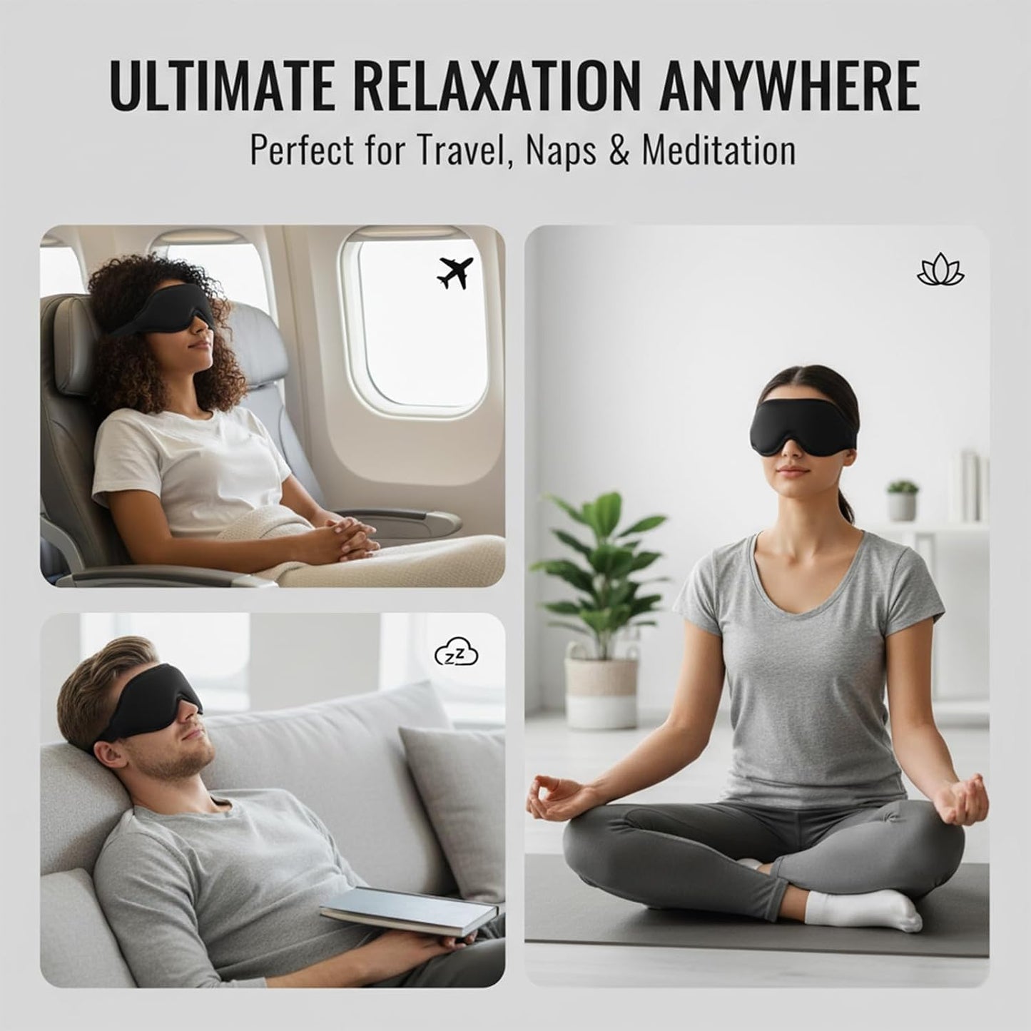 3D Sleep Mask for Side Sleepers, Cooling Gel Eye Mask for Sleeping, Zero Pressure Blackout Night Blindfold, Adjustable Strap for Men Women Travel