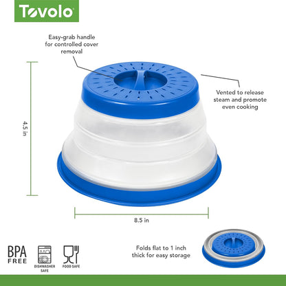 Tovolo Microwave Splatter Cover for Food, Large (Charcoal) - Collapsible & Vented Silicone Splatter Guard Lid - Microwave Plate & Dish Cover with Handle - BPA-Free Kitchen Gadget for Meal Prep