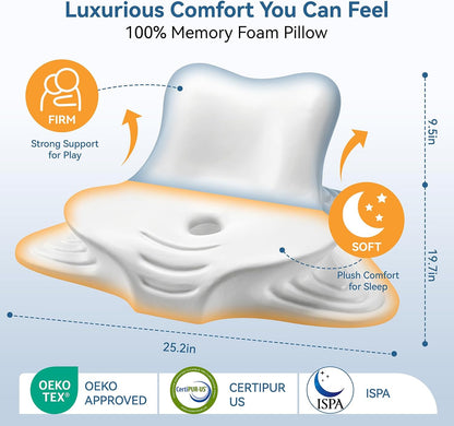 Reading Pillow Ergonomic Memory - Comfort Neck Pillow | Wedge Body Pillow for Bed, Couch & Floor - Pain Relief for Readers, Gamers and Side Sleeper