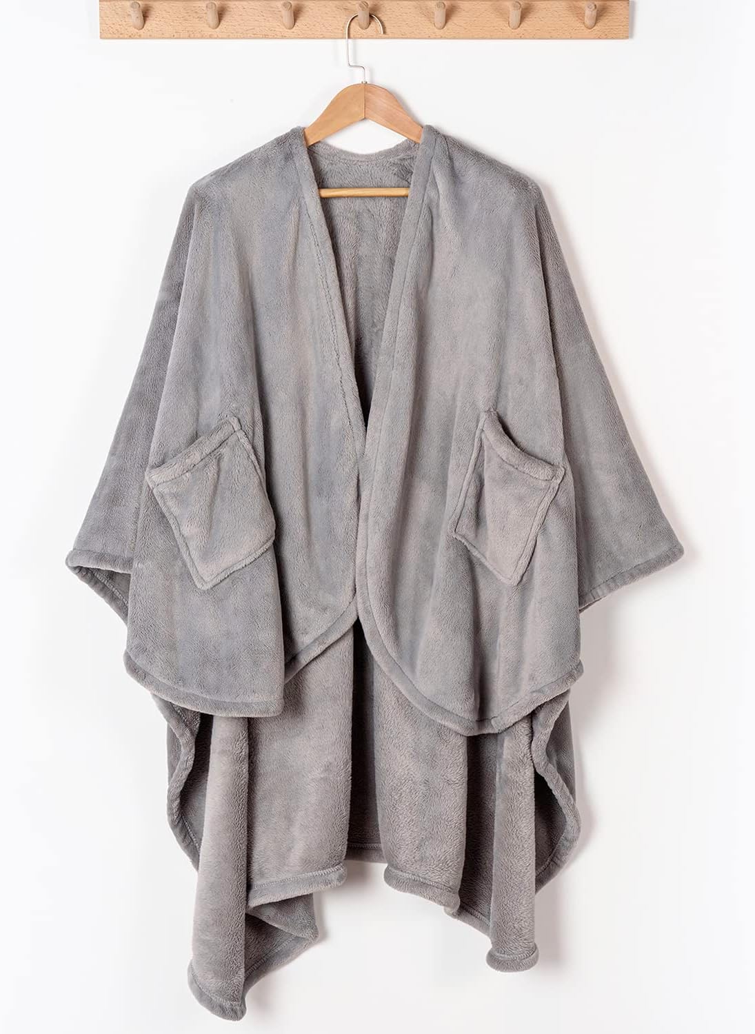 Berkshire Blanket Primalush™ Wearable Blanket, Cozy Loungewear Pocketed Plush Cape Wrap for Adults & Teens(Purple, One Size 58"X64")