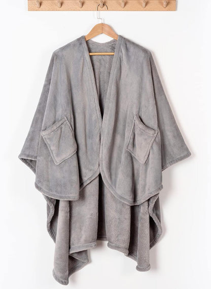 Berkshire Blanket Primalush™ Wearable Blanket, Cozy Loungewear Pocketed Plush Cape Wrap for Adults & Teens(Purple, One Size 58"X64")