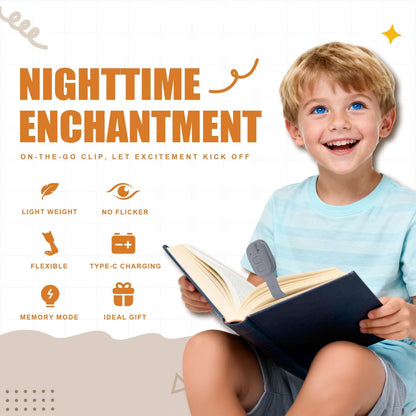 Rechargeable Kids Book Light, Cute Bookmark Reading Light for Kids, Dimmable Portable LED Book Light for Reading in Bed, Eye-Caring Bedtime Reading Lamp for Children & Travel, Brown