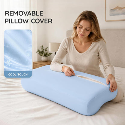 Contour Memory Foam Cervical Pillow for Neck Pain Relief, White | Orthopedic neck support | Standard size | side/back/stomach sleep | cervical alignment | two height choices | washable cover