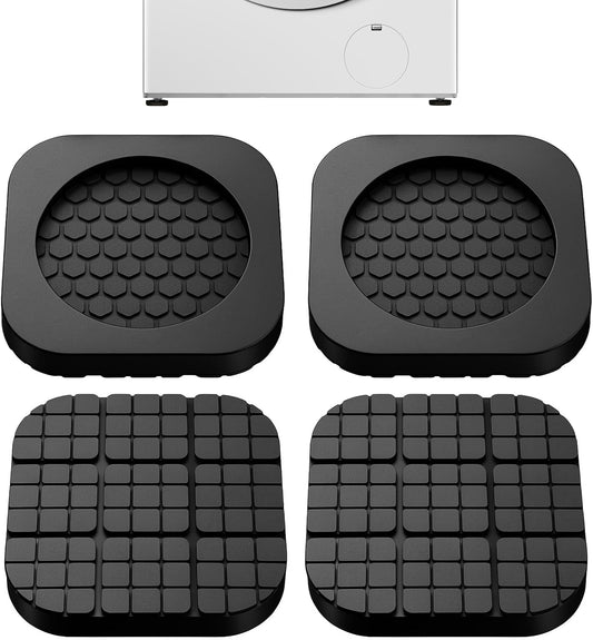 4 Pcs Anti Vibration Pad for Washing Machine, Washer and Dryer Pedestals, Rubber Shock Absorbing Feet for Noise Cancelling and Floor Protection