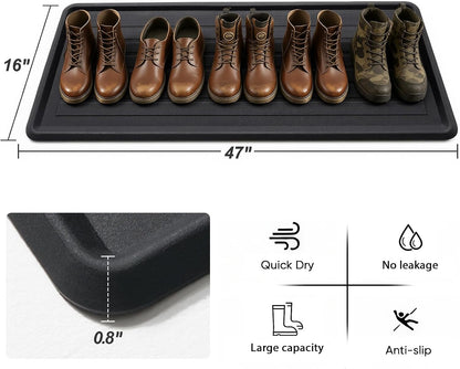 Rubber Boot Tray for Entryway, Multipurpose Boot Mat, Shoe Tray, Shoe Mat for Indoor and Outdoor, 16x27.5, Black