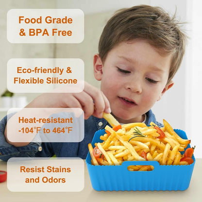 Air Fryer Silicone Liners Square 2 Pack 7.1 Inch Airfryer Liners 4-7 QT Reusable Air Fryer Liners Silicone Pot Oven Liner Baking Tray, Air Fryer Basket Silicone Mat Bowl Air Fryer Accessories Kitchen
