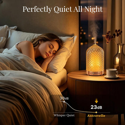 Essential Oil Diffuser for Home, Glass 120 ml | 7 Color Lights, Quiet Aromatherapy Diffuser, Auto Shut-Off & Timer for Bedroom Office, Gifts for Women - Dimond Glass