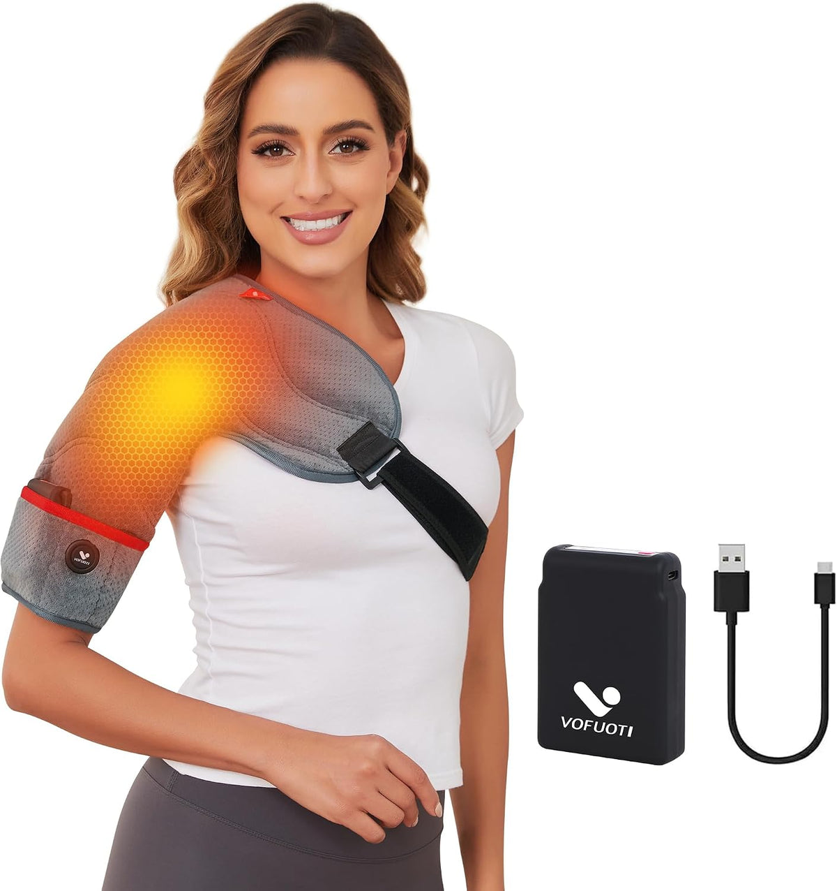 Vofuoti Portable Cordless Shoulder Heating Pad with 7.4V 10000mAh Battery