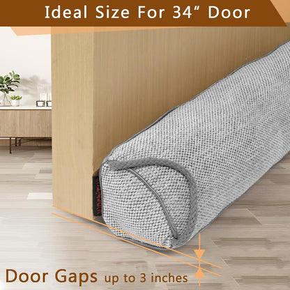 Triangle Under Door Draft Stopper Noise Blocker 38 Inches for Door Bottom Air Seal Insulation and Soundproof, Heavy Duty Weather Guard Snake Stripping, Gray