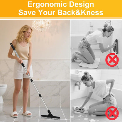 2 Pack Grout Brush with Long Handle, 56.5'' Swivel Grout Cleaning Brush,V-Shape Grout Scrub Brush, Extendable Handle Grout Cleaner Brush for Tile Floors，Bathroom,Baseboard,Shower,Corner