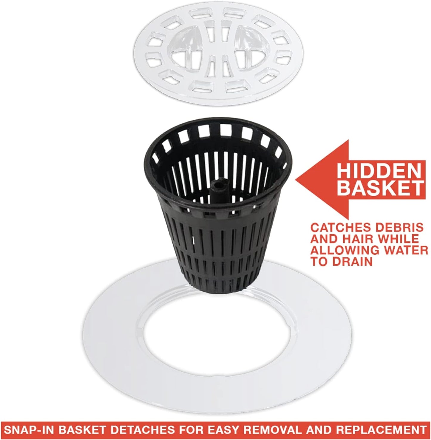 Danco Shower Hair Catcher Baskets, 6-Pack, Black (10739P)