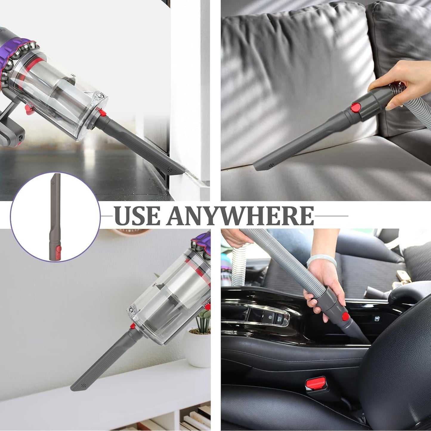 Dryer Vent Lint Vacuum Atttachments and Crevice Tool for Dyson | Gen 5 V15 V15s V12 V11 V10 V9 V8 V7 Detect Outsize Slim Absolute Cyclone Vacuum Dryer Lint Flexible Remove Tool Cleaner Kit