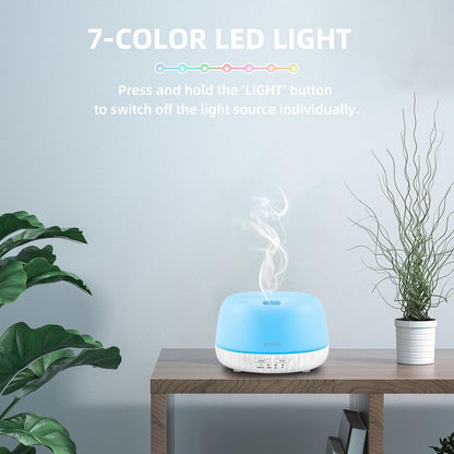 SEEDSEEL 300ML Essential Oil Diffuser with 7-Color LED Lights and Remote Control, Modern Minimalist Design, High-Efficiency Ultrasonic Mist Aromatherapy Diffuser for Home