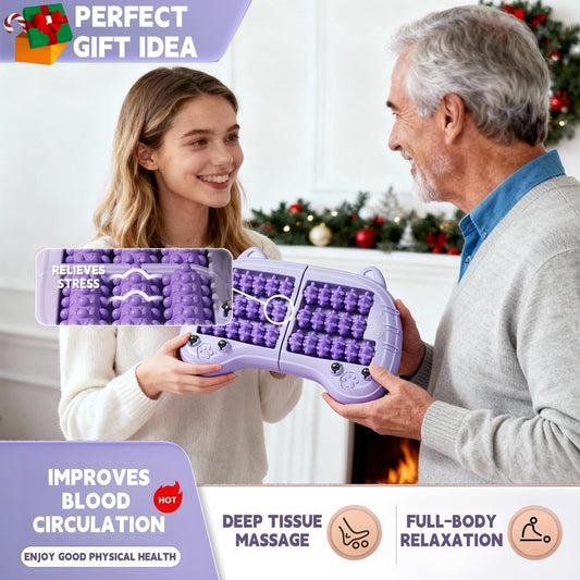 Foot Roller Massager for Plantar Fasciitis Relief, Large Size, Eases Foot Pain & Cold Feet, Enhances Circulation, Portable, Split into Two, Full-Body Washable, Purple