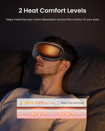 RENPHO Eyeris 1 Eye Massager with Heat, Sleep Mask with Remote Control | Vibration & Compression for Eye Strain and Head Tension, Bluetooth Music, FSA Eligible HSA, Black