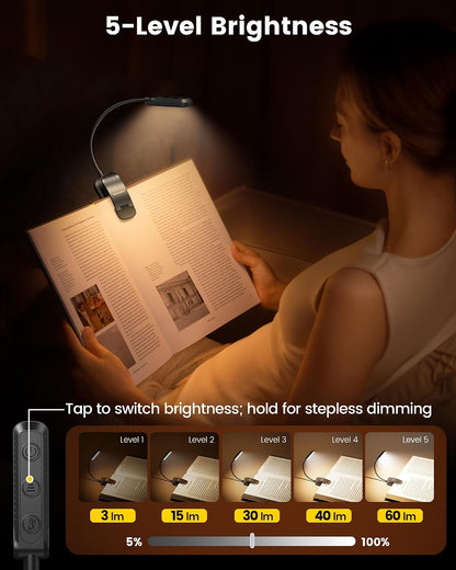 Glocusent 13 LED Book Lights for Reading at Night, Gifts for Book Lovers