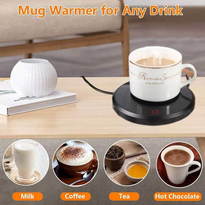 Coffee Mug Warmer, Auto-Shutoff Cup Warmer for Home Office Desk Use, Electric Beverage Warmer Heating Plate（Black ）