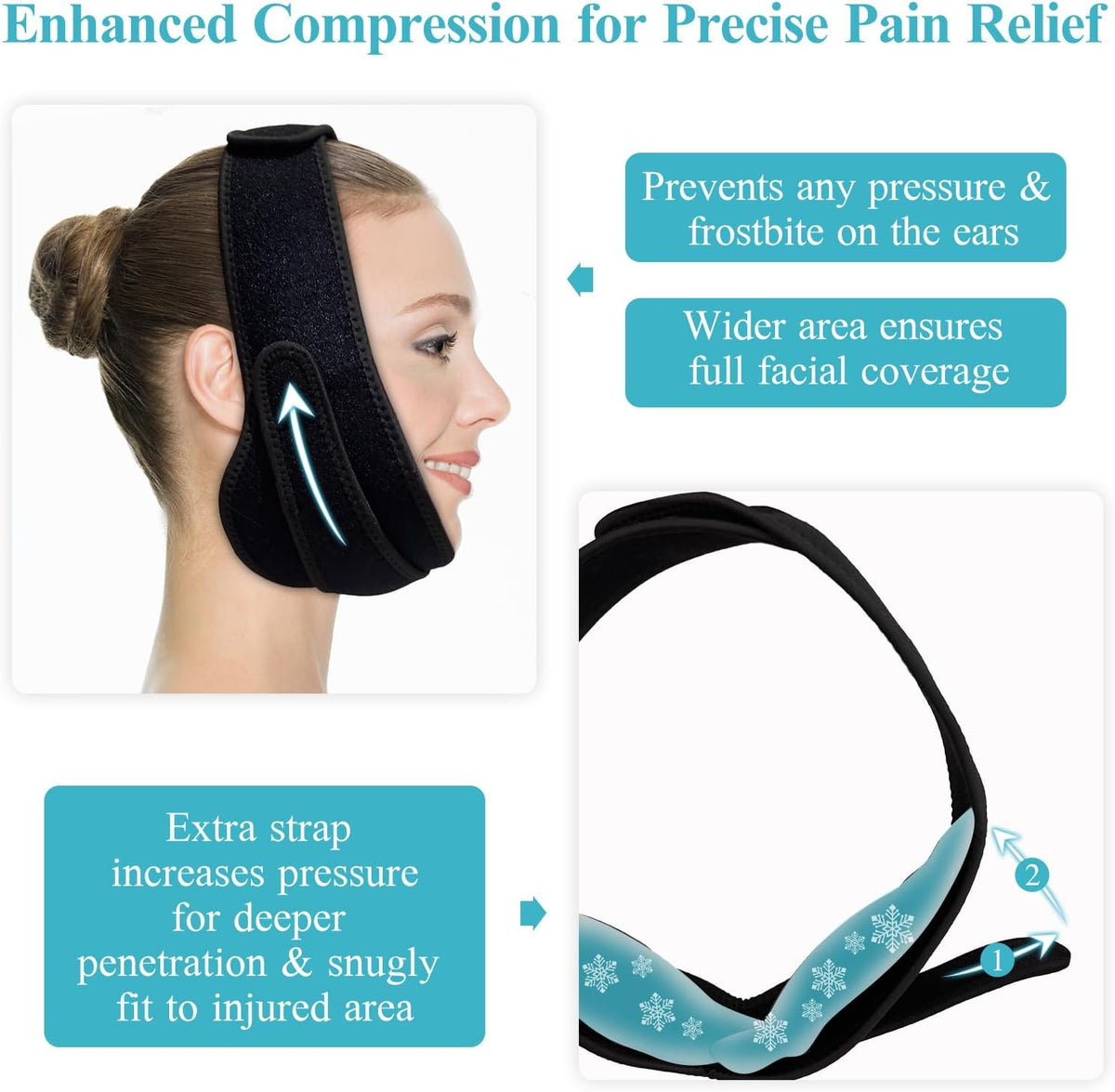 Wisdom Teeth Ice Pack Head Wrap with Dual Compression Straps