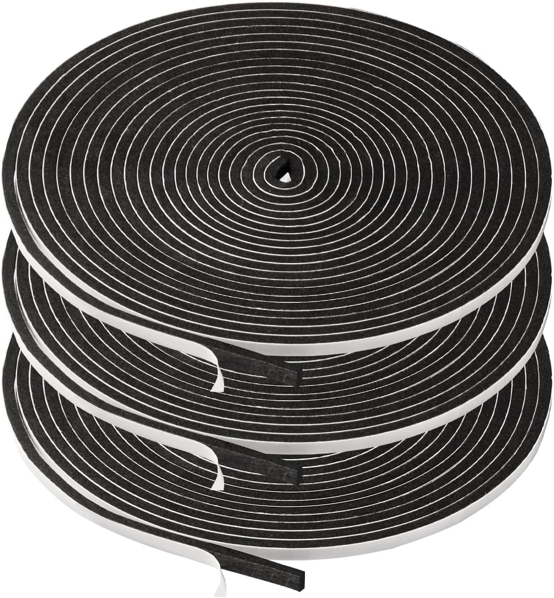 2 Rolls Foam Seal Tape for Door Window Insulation, Soundproof and Shockproof Foam Adhensive Strip, 3/8" Wx3/16 T Single Sided Foam Tape, Cold Air and Draft Closed Cell Seal Strip,Total 32FT