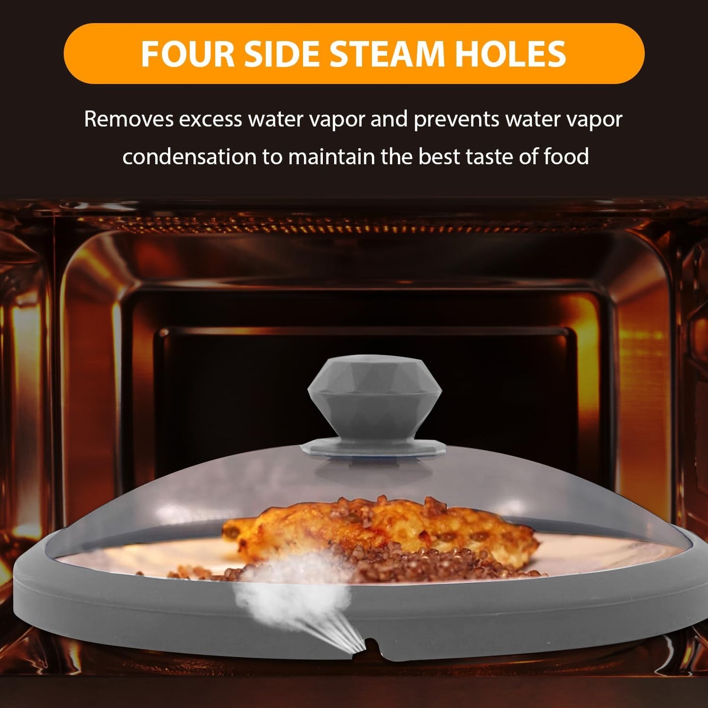 Microwave Glass Cover Splatter Guard Lid with Anti-scald Silicone Handles and Vented Edge for Food Pot Plate Cover 10.5 inch Blue