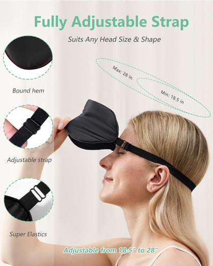 BeeVines 100% Mulberry Silk Sleep Mask, Light Blocking Eye Masks (2 Packs)